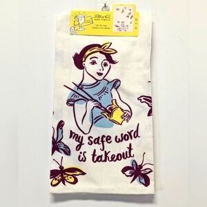 Blue Q Funny Dishtowels Gift Non Cook Retro Set of Two NWT Takeout Dish Towels